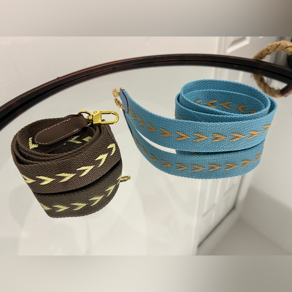 Brown and Blue Strap with Gold Accents